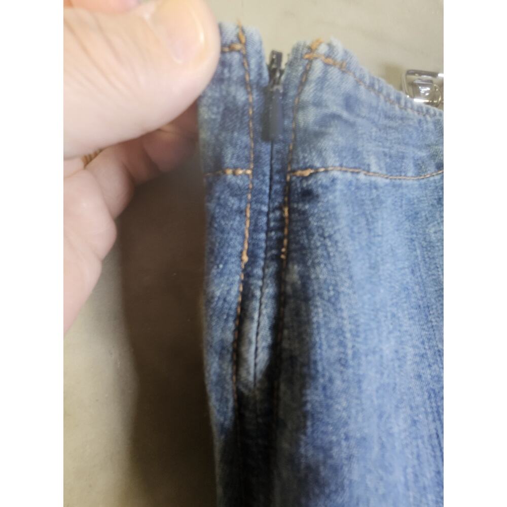Venezia Denim Asymmetric Longer In Back A-Line Midi Skirt Blue Plus Size 22 - Picture 4 of 6